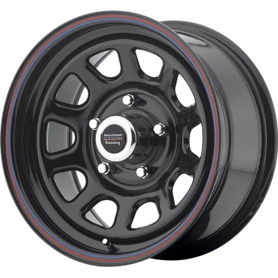 American Racing AR767 Gloss Black Steel With Red and Blue Stripe Wheel (15