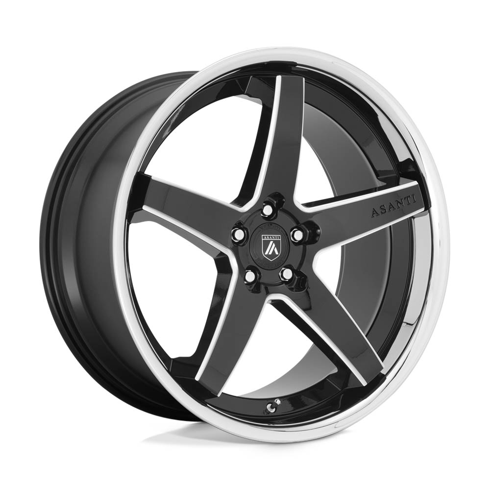 Asanti Black ABL31 REGAL Gloss Black Milled W/ Chrome Lip Wheel (22" x 9", +32 Offset, 5X112 Bolt Pattern, 72.6 mm Hub) vzn118462