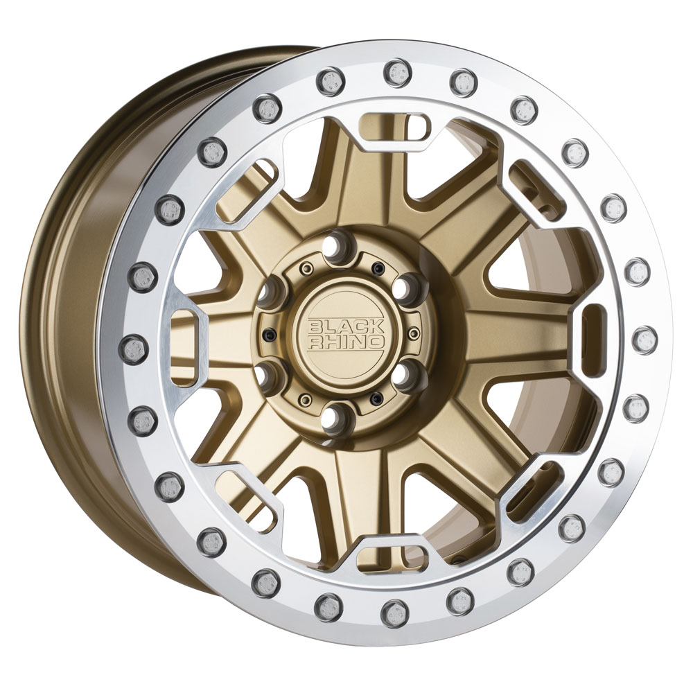 Black Rhino Rift Beadlock Matte Gold With Machined Ring Wheel (17