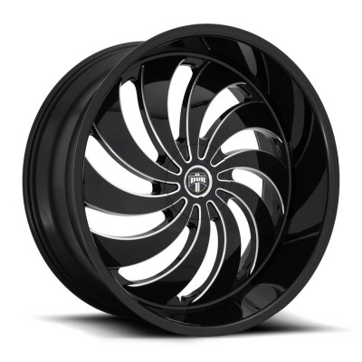 DUB S242 COJONES GLOSS BLACK MILLED Wheel (24