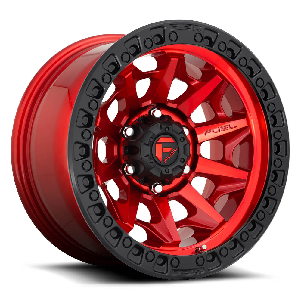 Fuel 1PC D695 Covert Candy Red Black Bead Ring Wheel 18" x 9" | Ford F-150 2021-2023