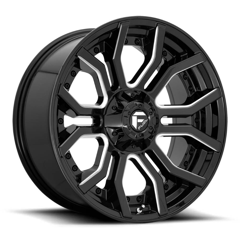 Fuel 1PC D711 RAGE GLOSS BLACK MILLED Wheel (24