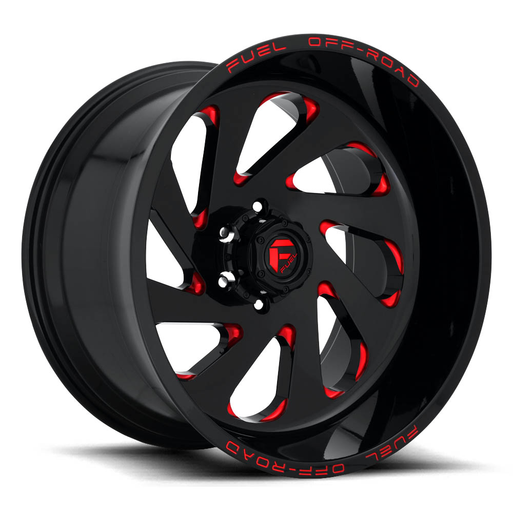 Fuel 1PC D638 Vortex Gloss Black Red Tinted Clear Wheel (22