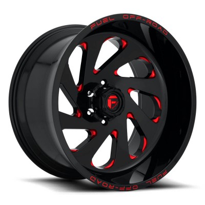 Fuel 1PC D638 Vortex Gloss Black Red Tinted Clear Wheel (20