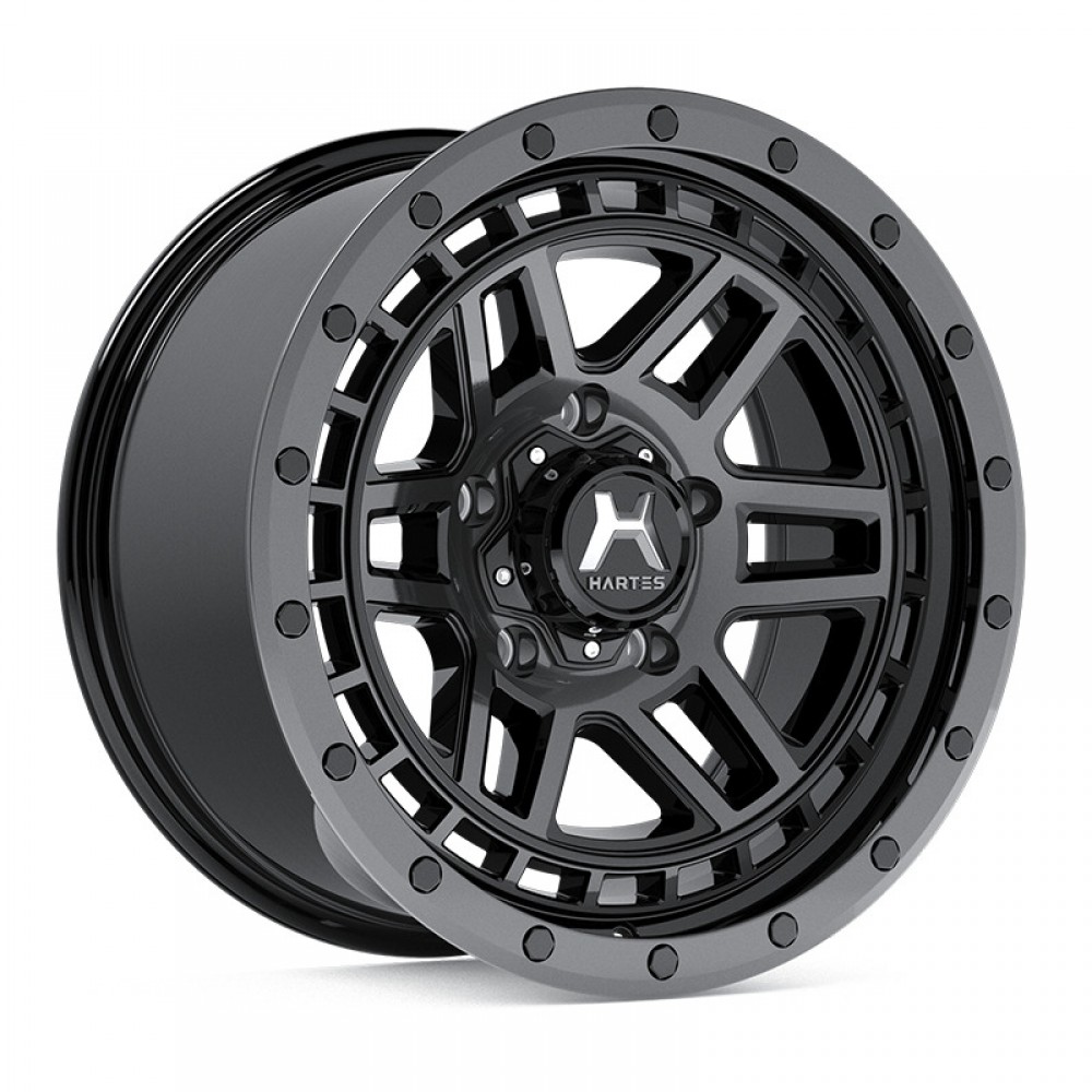 Hartes Metal Beast Black Dark Tint Lacquer Gloss Black Bolts Wheel (17" x 8.5", -6  Offset, 5x150 Bolt Pattern, 110.3mm Hub) vzn119592