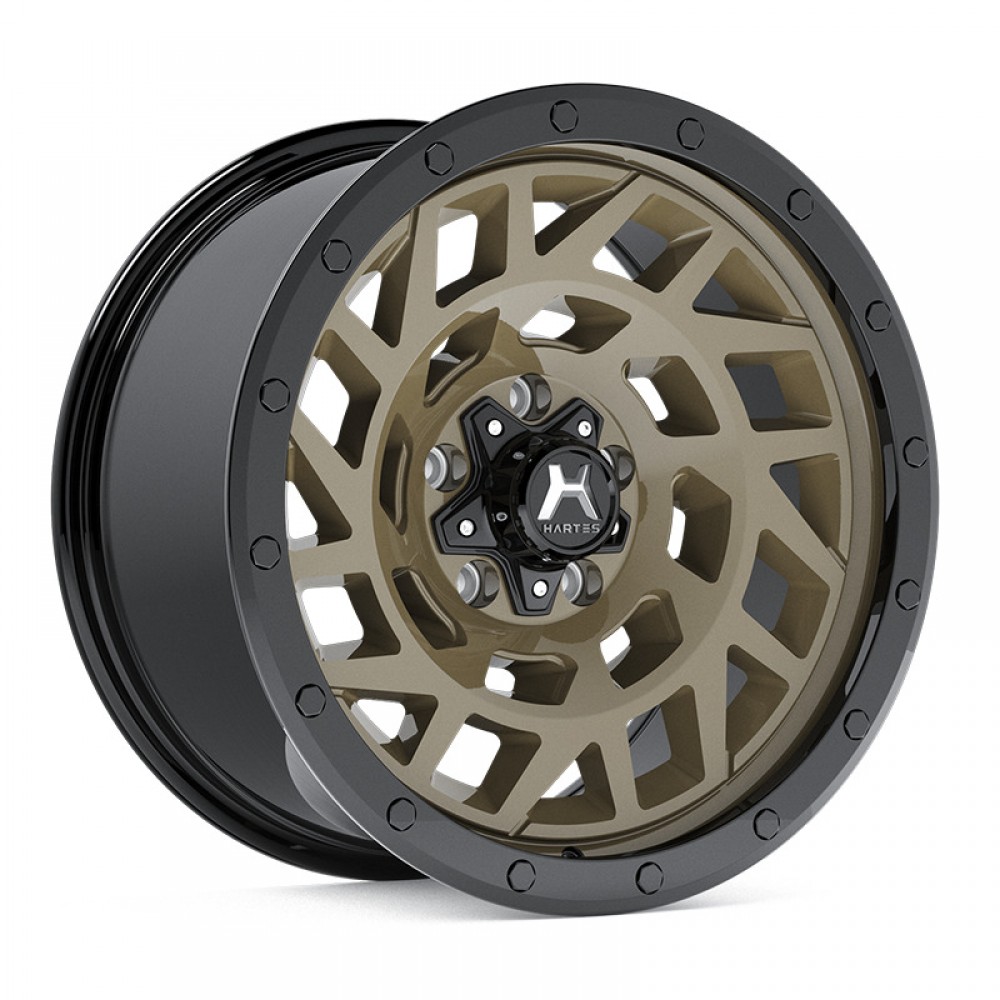 Hartes Metal Monster Bronze Black Simulated Beadlock Gloss Black Decorative Bolts Wheel (18" x 9", 0 Offset, 5x127 Bolt Pattern, 78.1mm Hub) vzn119390