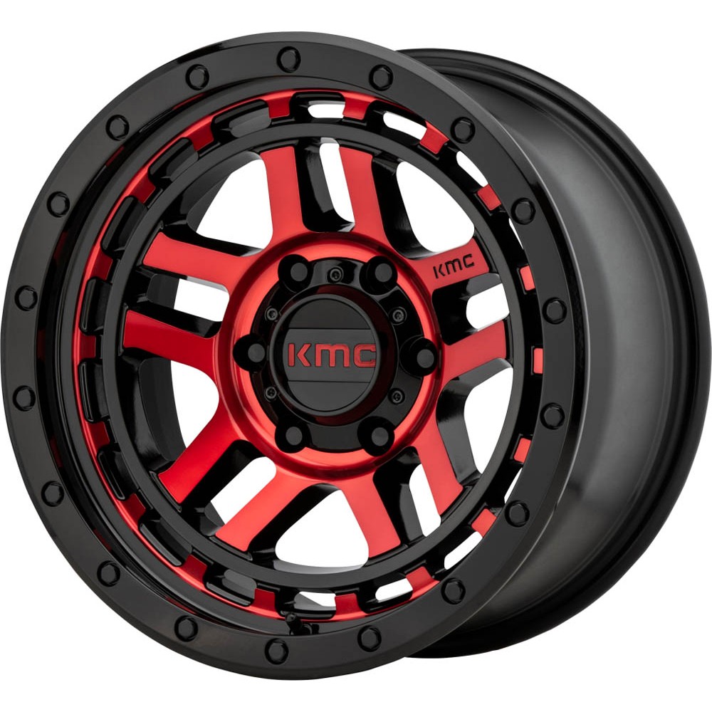 KMC KM540 RECON Gloss Black Machined With Red Tint Wheel 18" x 8.5" | GMC Sierra 1500 2019-2022