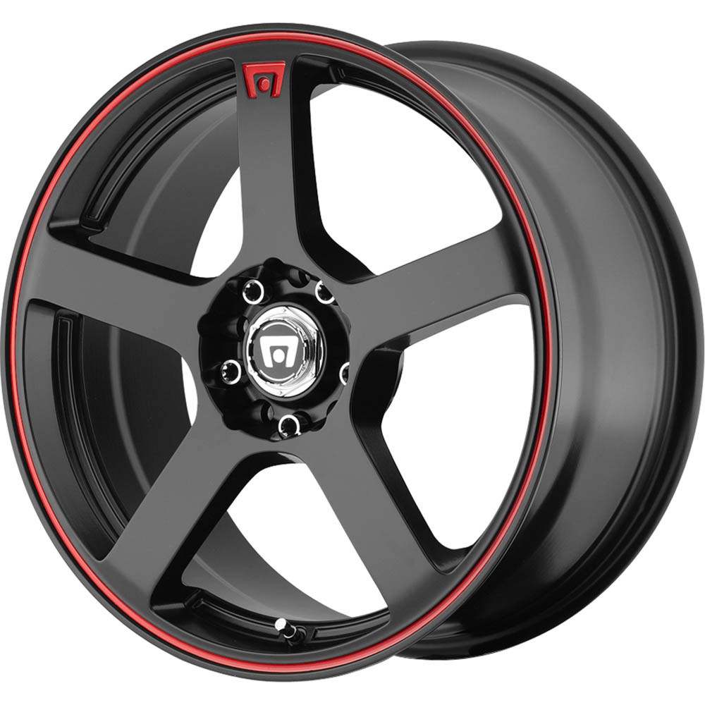 Motegi MR116 FS5 Matte Black Red Racing Stripe Wheel (18