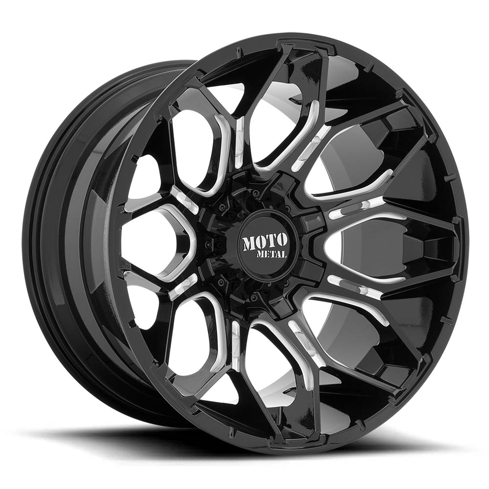 Moto Metal MO808 SNIPER Gloss Black Milled Wheel (22