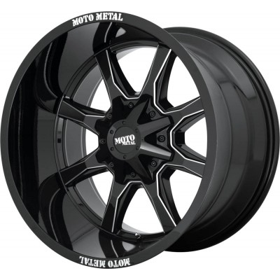 Moto Metal MO970 Gloss Black With Milled Spoke And Moto Metal On Lip Wheel (16