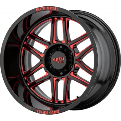 Moto Metal MO992 FOLSOM Gloss Black Milled With Red Tint Wheel (20