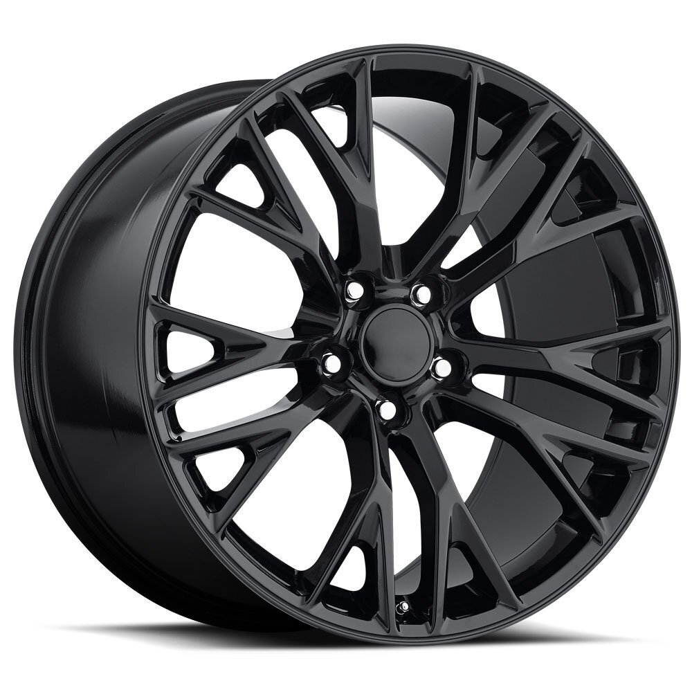 Factory Reproductions FR 22 C7 ZO6 Corvette Gloss Black Wheel (18" x 9.5", +57 Offset, 5x4.75 Bolt Pattern, 70.3mm Hub) vzn119446