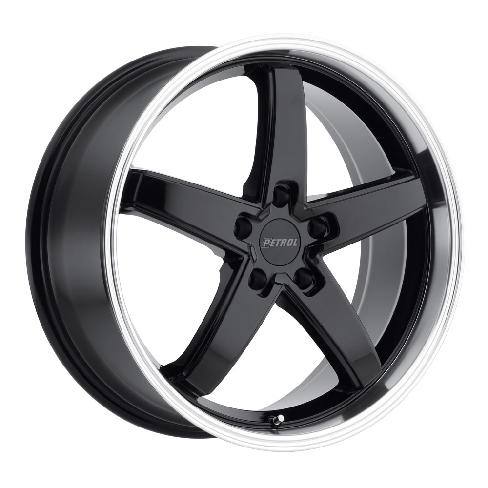 Petrol P1B GLOSS BLACK W/ MACHINED CUT LIP Wheel (19