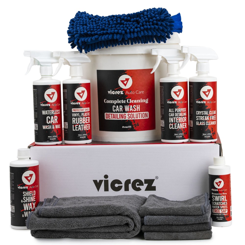 Vicrez Auto Care vac111 Complete Cleaning Car Wash Detailing Solution 13-Piece Kit
