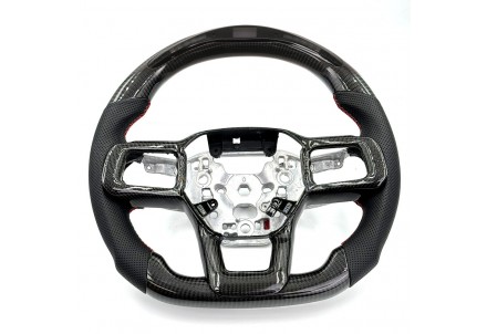 Vicrez Carbon Fiber Steering Wheel + LED Dash vz105246 | Ford Mustang 2024-2025
