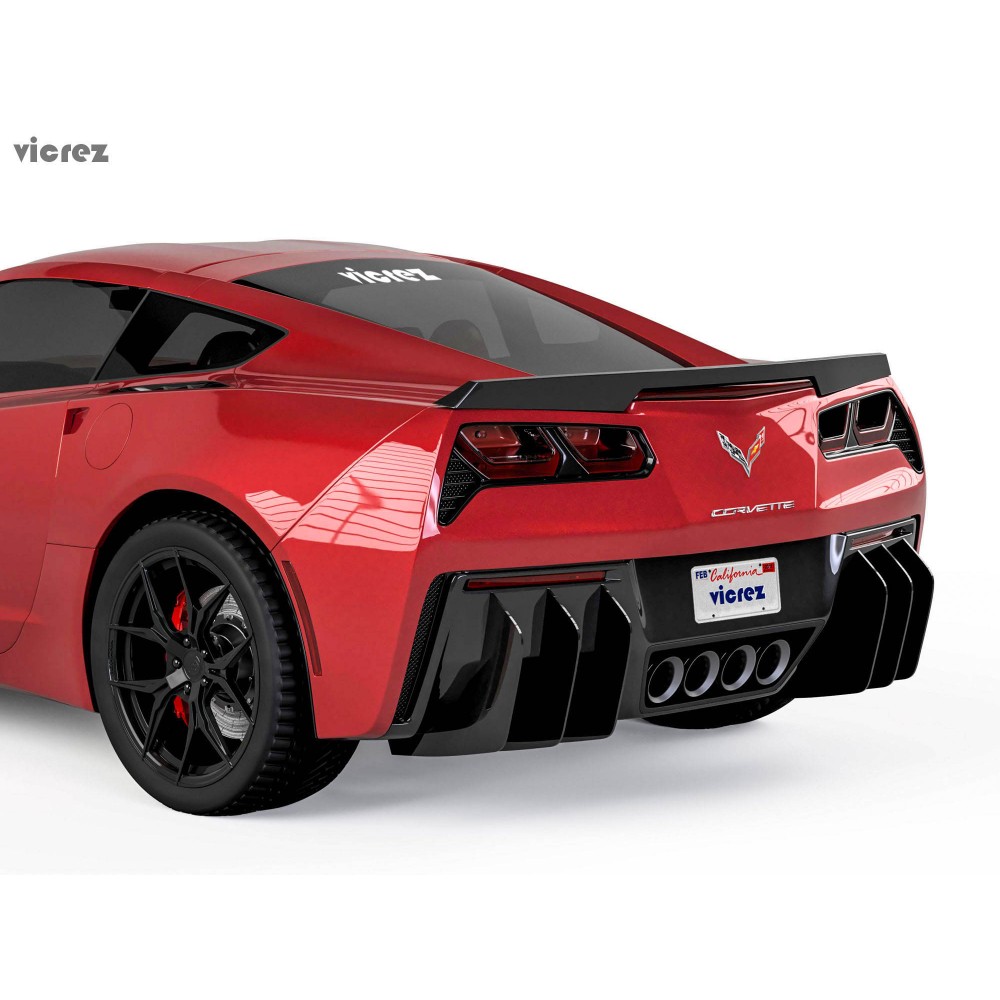Vicrez Centa Rear Diffuser Add-on Fins vz101071 | Chevrolet Corvette C7  2014-2019