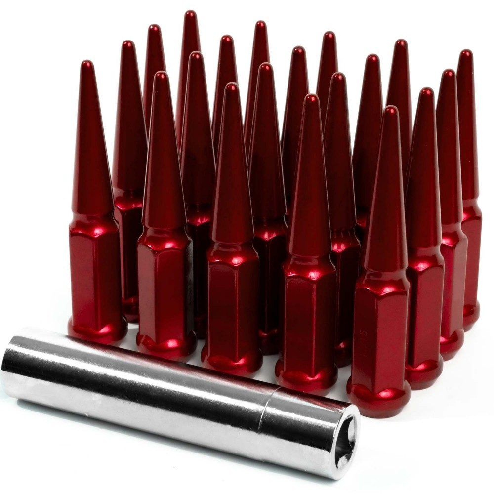 Vicrez Red Spike Lug Nut Kit - 14mm x 1.5 - Set of 20 vzn122131 | Ford Mustang Mach E 2021-2023