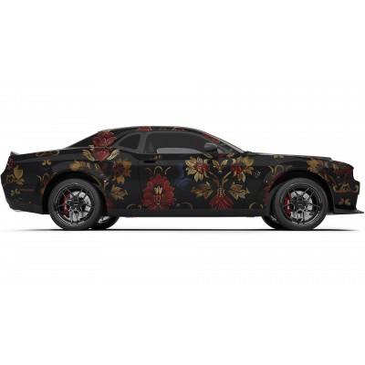 Vicrez Vinyl Car Wrap Film vzv10917 Burgundy Floral Pattern