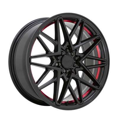 Ruff CLUTCH GLOSS BLACK With MACHINED RED INNER LIP Wheel (18