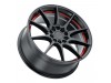 Ruff SPEEDSTER GLOSS BLACK W/ RED STRIPE Wheel (17" x 7.5", +38 Offset, 5X100/5X114.3 Bolt Pattern, 72.1 mm Hub) vzn116016