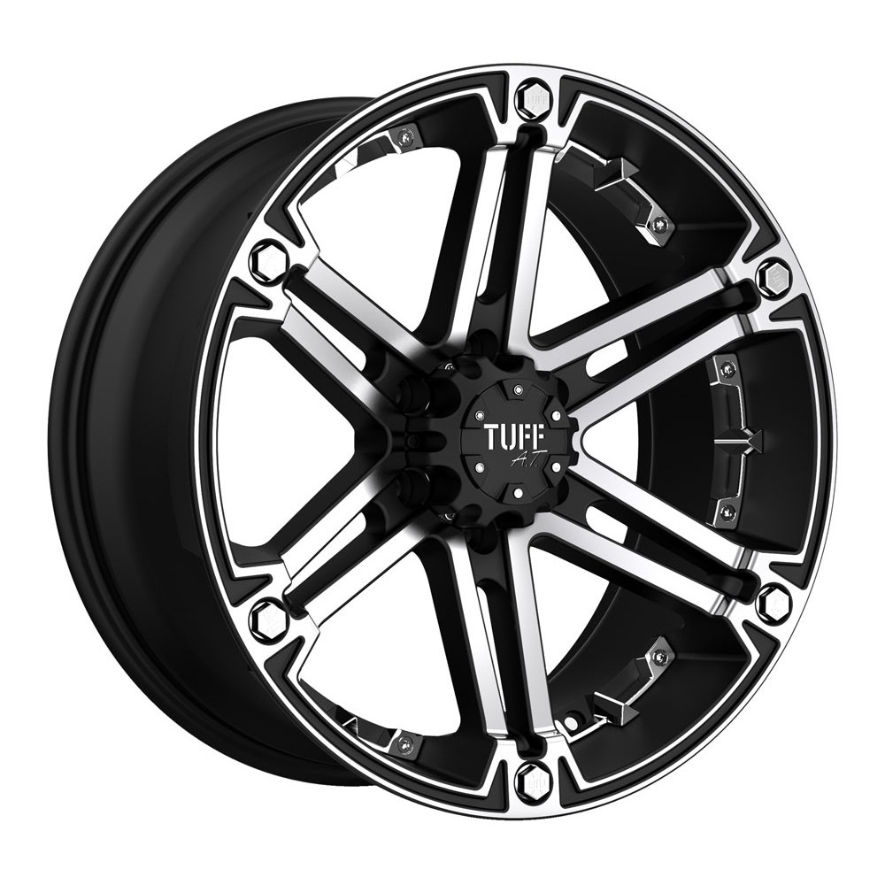 Tuff T01 FLAT BLACK W/ MACHINED FACE AND CHROME INSERTS Wheel (20