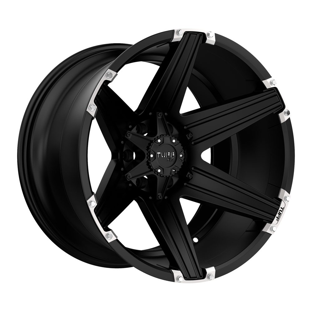 Tuff T12 SATIN BLACK W/ BRUSHED INSERTS Wheel (20