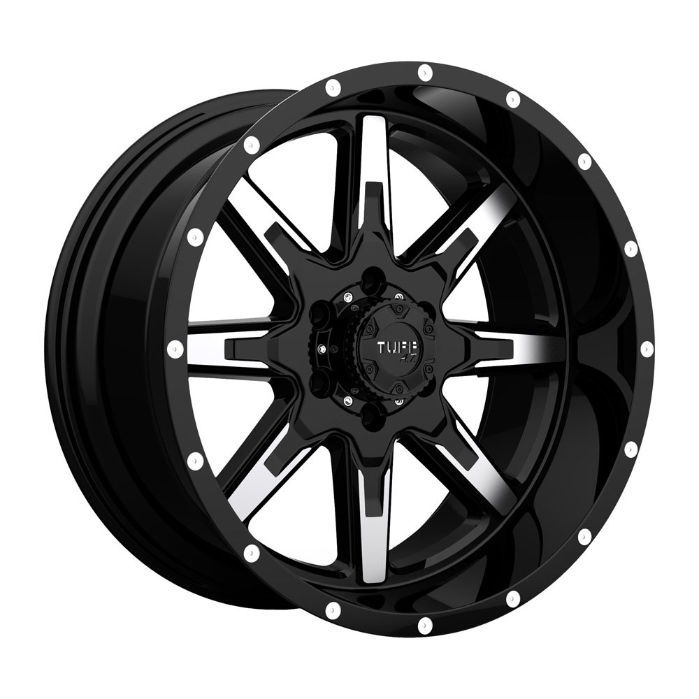 Tuff T15 GLOSS BLACK W/ MACHINED FACE Wheel (22