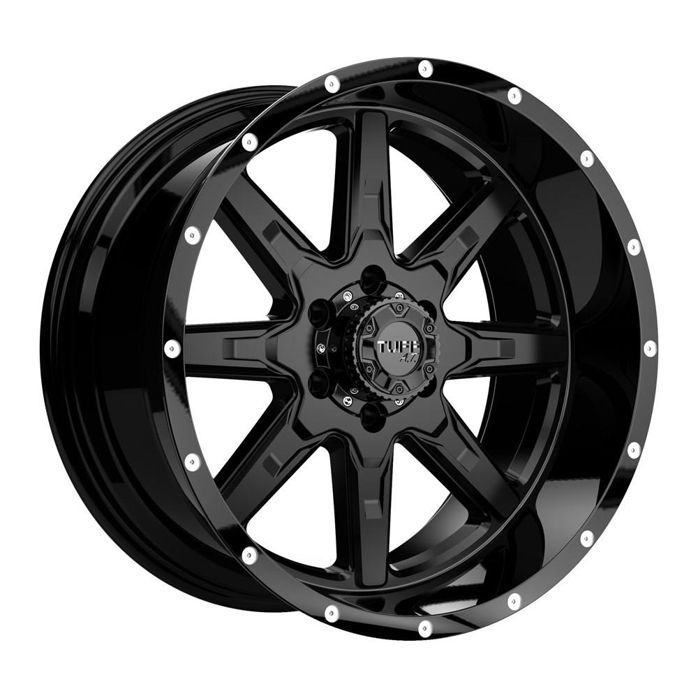 Tuff T15 SATIN BLACK W/ GLOSS BLACK LIP Wheel (22