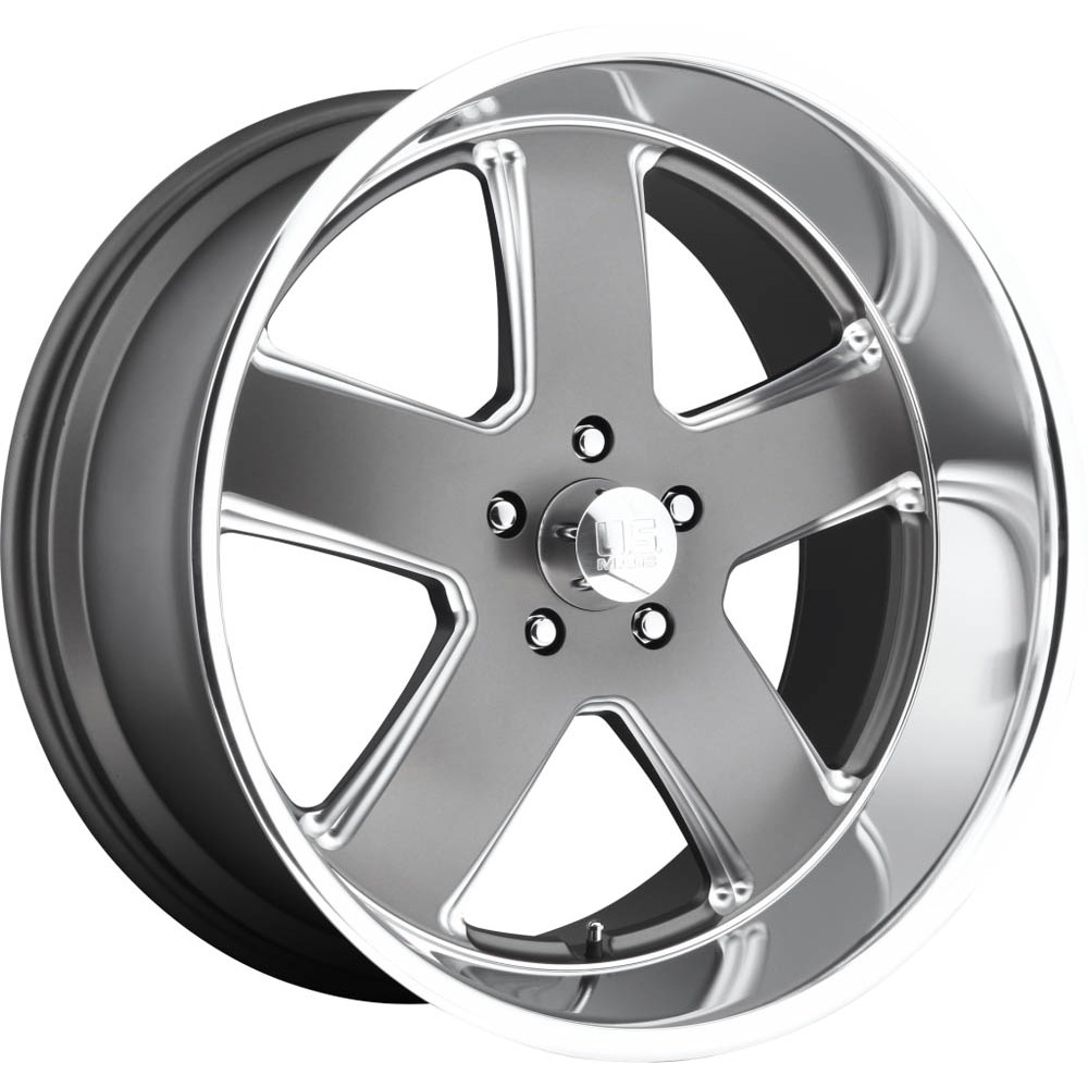 US Mag 1PC U118 HUSTLER MATTE GUN METAL Wheel (22