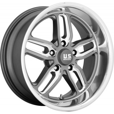 US Mag 1PC U129 CTEN MATTE GUN METAL MILLED Wheel (18