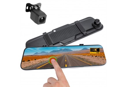 Vicrez Iris vzi102 Rearview mirror dash car cam w/ dual-facing cameras, 4K, G-Sensor, and Reversing Assistance