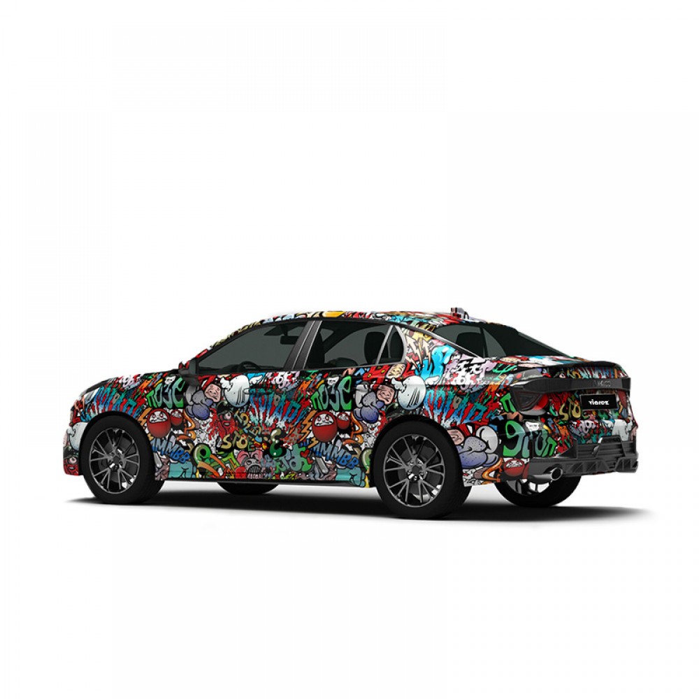 Vicrez Vinyl Car Wrap Film vzv10824 White Base Graffiti Sticker Plaster Pattern