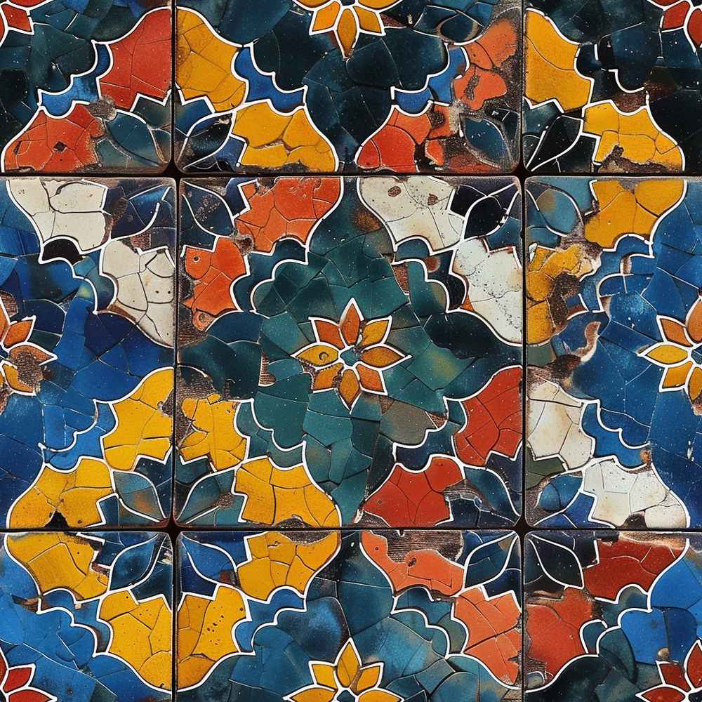 Vicrez Vinyl Decor vzv10958 Moroccan Tile Red Multi Color 5ft x 59ft (Full Roll)