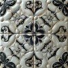 Vicrez Vinyl Decor vzv10962 Victorian Tile Cream and Black 5ft x 59ft (Full Roll)