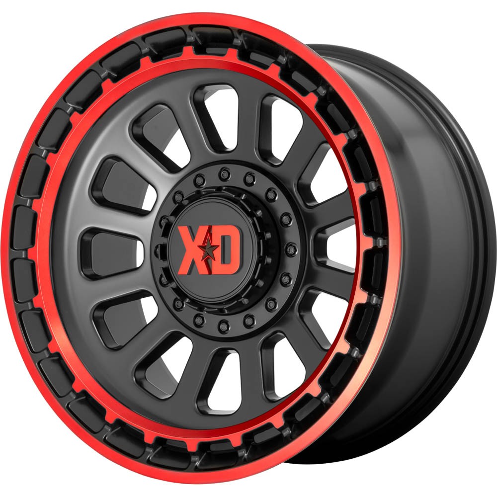 XD XD856 OMEGA Satin Black Machined Lip With Red Tint Wheel (20